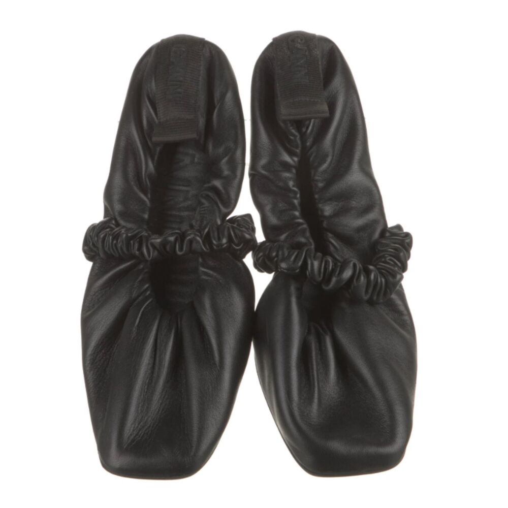 Ganni  Leather Printed Ballet Flats
